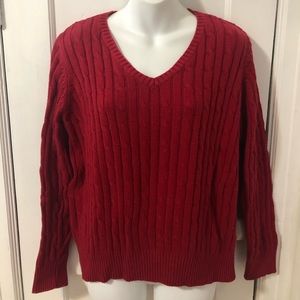 Ladies St. John’s Bay V-Neck Sweater. Sz PL, Red.